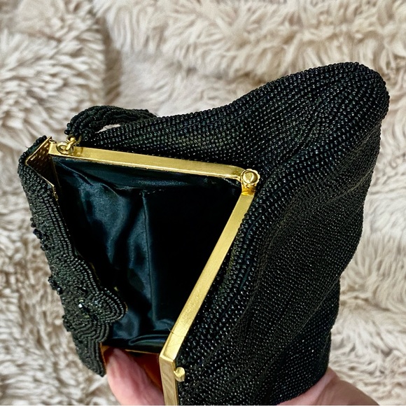 Black beaded clutch/hand bag - Picture 2 of 4